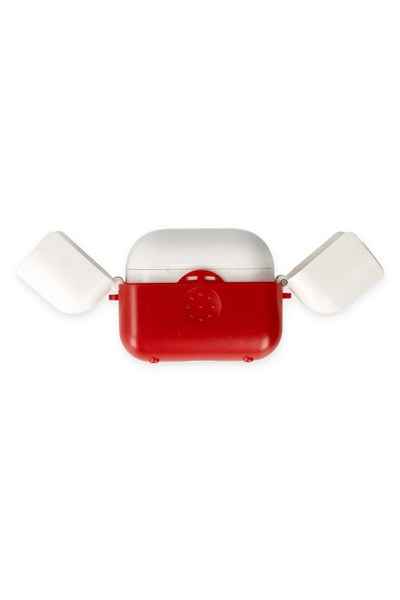 Mey İthalat®  Airpods 3 (3.nesil) Basmalı Kılıf - Kırmızı-Beyaz