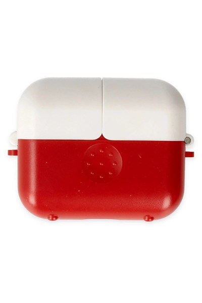Mey İthalat®  Airpods 3 (3.nesil) Basmalı Kılıf - Kırmızı-Beyaz