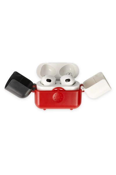 Mey İthalat®  Airpods 3 (3.nesil) Basmalı Kılıf - Kırmızı-Siyah-Beyaz
