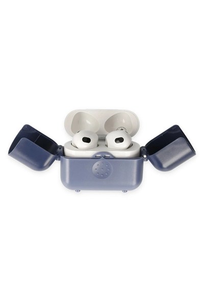 Mey İthalat®  Airpods 3 (3.nesil) Basmalı Kılıf - Mavi-Lacivert