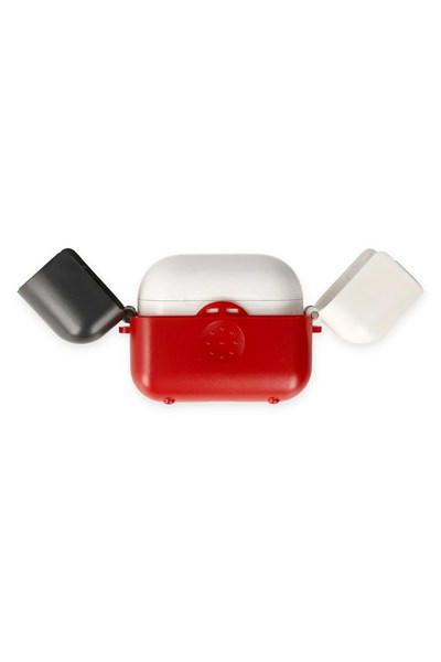 Mey İthalat®  Airpods 3 (3.nesil) Basmalı Kılıf - Kırmızı-Siyah-Beyaz