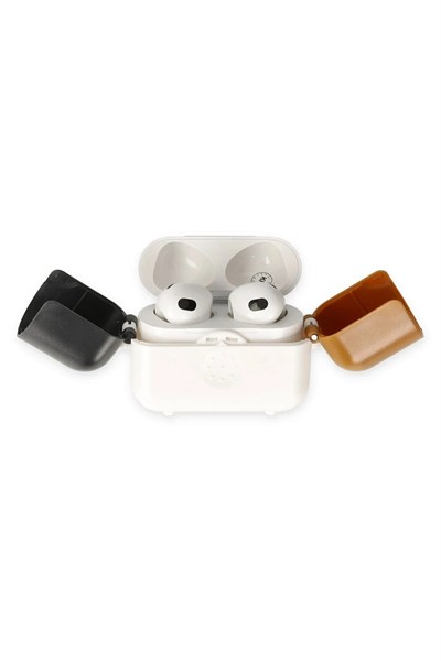 Mey İthalat®  Airpods 3 (3.nesil) Basmalı Kılıf - Beyaz-Siyah-Kahverengi