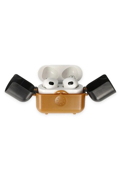 Mey İthalat®  Airpods 3 (3.nesil) Basmalı Kılıf - Kahverengi-Siyah
