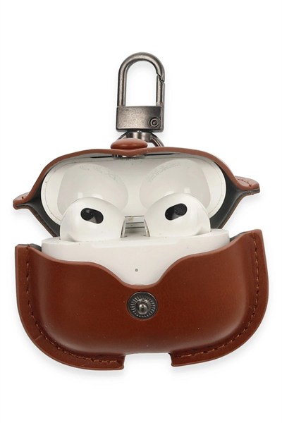Mey İthalat®  Airpods 3 (3.nesil) Çanta Deri Kılıf - Taba