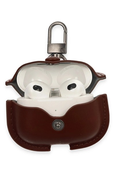 Mey İthalat®  Airpods 3 (3.nesil) Çanta Deri Kılıf - Kahverengi