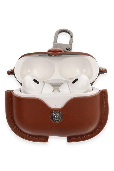 Mey İthalat®  Airpods Pro 2 (2.nesil) Çanta Deri Kılıf - Taba