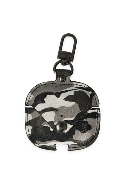 Mey İthalat®  Airpods Pro 2 (2.nesil) Çanta Kamuflaj Deri Kılıf - Gri