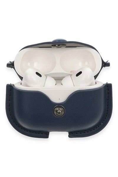 Mey İthalat®  Airpods Pro 2 (2.nesil) Çanta Deri Kılıf - Lacivert