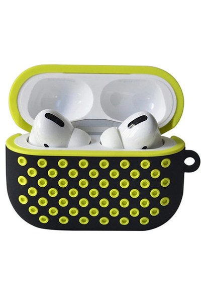 Mey İthalat®  Airpods Pro 2 (2.nesil) Spor Delikli Kılıf - Siyah-Sarı