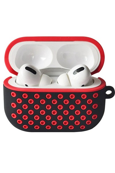 Mey İthalat®  Airpods Pro 2 (2.nesil) Spor Delikli Kılıf - Siyah-Kırmızı