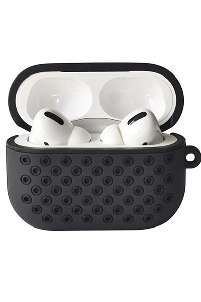 Mey İthalat®  Airpods Pro 2 (2.nesil) Spor Delikli Kılıf - Siyah-Siyah