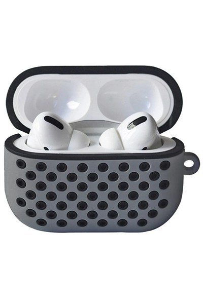 Mey İthalat®  Airpods Pro 2 (2.nesil) Spor Delikli Kılıf - Gri-Siyah