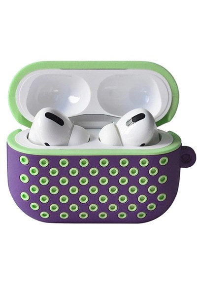 Mey İthalat®  Airpods Pro 2 (2.nesil) Spor Delikli Kılıf - Lila-Yeşil