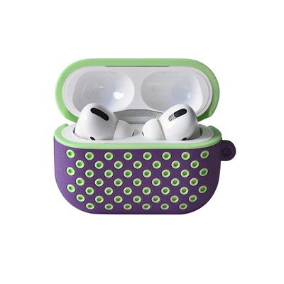 Mey İthalat®  Airpods Pro 2 (2.nesil) Spor Delikli Kılıf - Lila-Yeşil