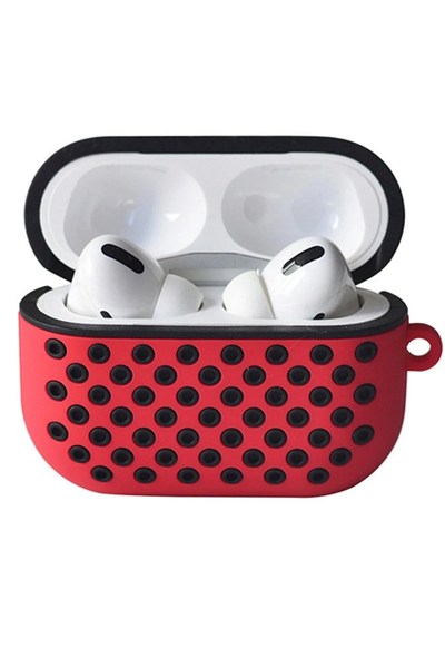 Mey İthalat®  Airpods Pro 2 (2.nesil) Spor Delikli Kılıf - Kırmızı-Siyah