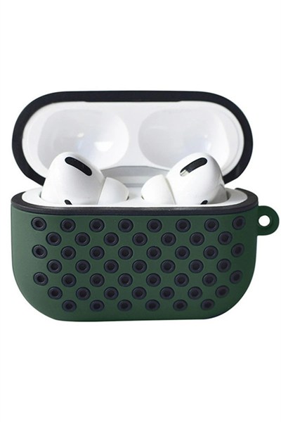 Mey İthalat®  Airpods Pro 2 (2.nesil) Spor Delikli Kılıf - Haki Yeşil-Siyah