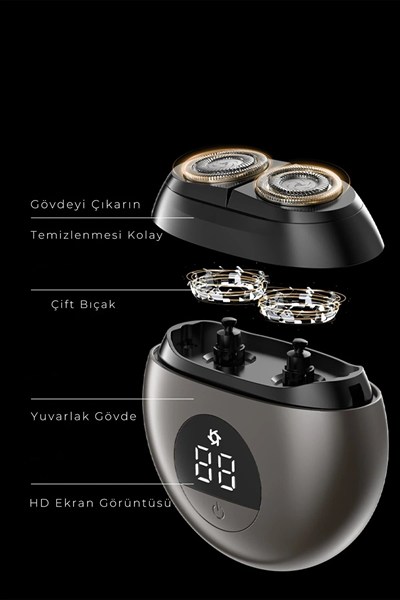 Mey İthalat®  CB-S1 Dijital Şarj Göstergeli Tıraş Makinesi - Gri
