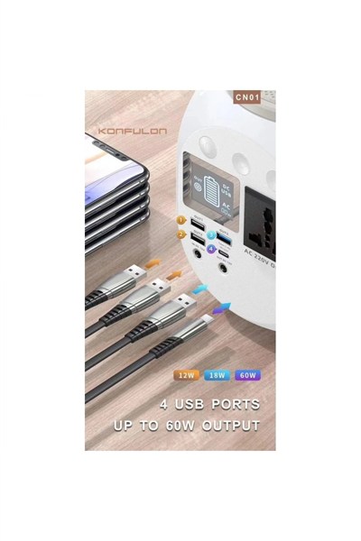 Mey İthalat®  CN01 Powerbank 45.000 mAh Kamp Şarj PD - Beyaz