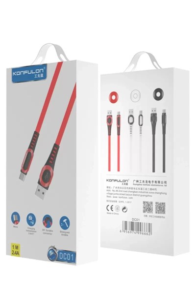 Mey İthalat®  DC01 Süper Hızlı Micro USB Kablo 1M 2.4A - Kırmızı