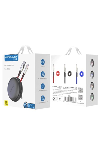 Mey İthalat®  DC16 Micro USB Kablo 1M 2.4A - Mavi