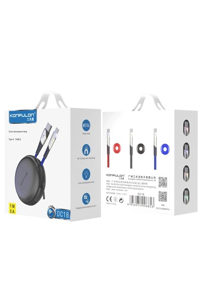 Mey İthalat®  DC18 Type-C Kablo 1M 5A - Kırmızı