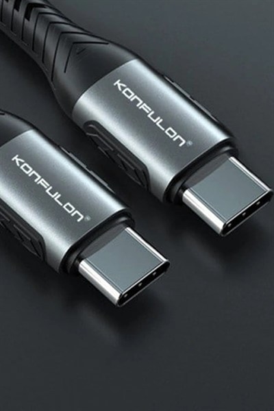 Mey İthalat®  DC43 Type-C to Type-C 1M Örgü 60W Hızlı Şarj Kablo - Yeşil