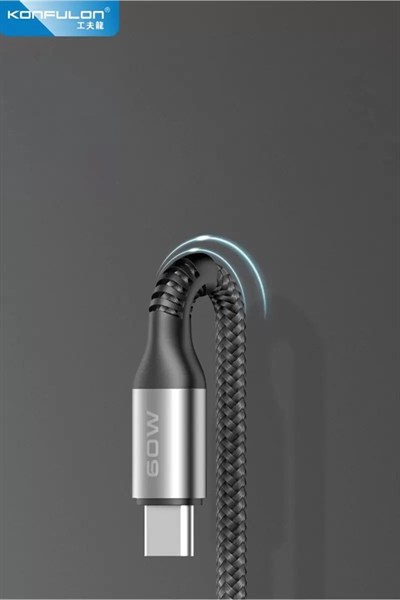 Mey İthalat®  DC62 3in1 Type-C to 60W Type-C / 12W Lightning / 15W Micro 1.2M Hızlı Şarj Kablo - Siyah
