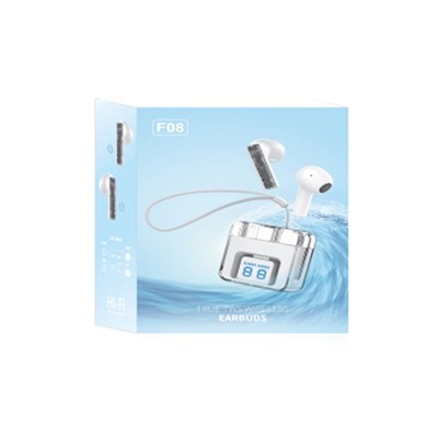 Mey İthalat®  F08 Dijital Şarj Göstergeli TWS Bluetooth Kulaklık - Mavi