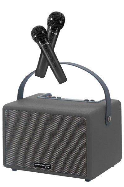 Mey İthalat®  F32 2x50W Sürücülü 2 Adet Mikrofonlu BT 5.2 Kablosuz Hoparlör - Siyah