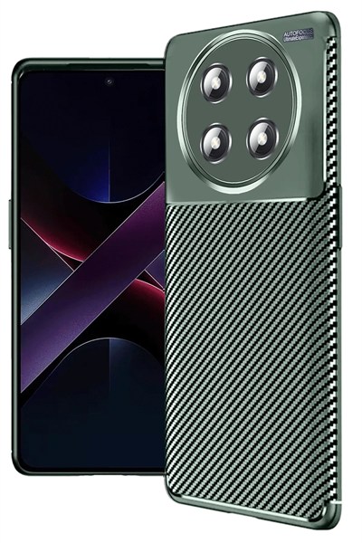 Mey İthalat®  Honor Magic 7 Lite Kılıf Auto Focus Karbon Kapak - Koyu Yeşil