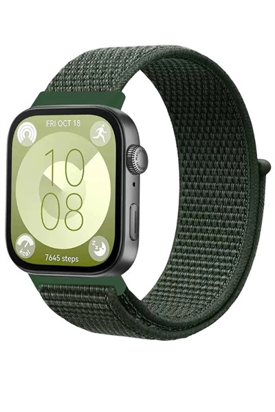 Mey İthalat®  Huawei Fit 4 Hasırlı Cırtcırtlı Kordon - Koyu Yeşil