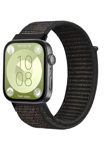 Mey İthalat®  Huawei Fit 4 Hasırlı Cırtcırtlı Kordon - Siyah