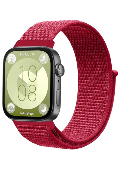 Mey İthalat®  Huawei Fit 4 Hasırlı Cırtcırtlı Kordon - Kırmızı