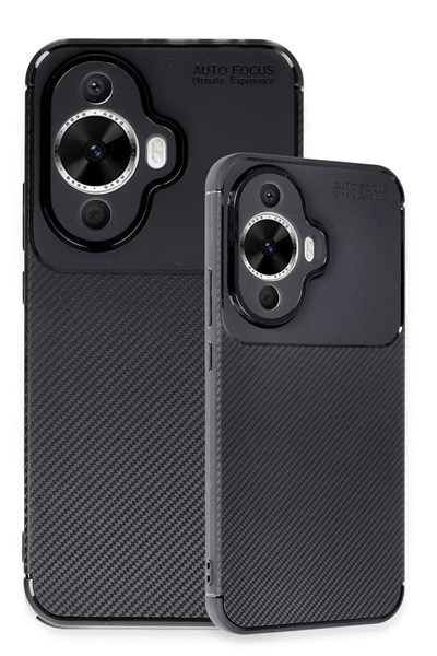 Mey İthalat®  Huawei Nova 12S Kılıf Auto Focus Karbon Kapak - Siyah