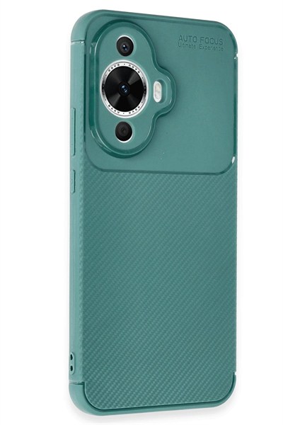 Mey İthalat®  Huawei Nova 12S Kılıf Auto Focus Karbon Kapak - Koyu Yeşil