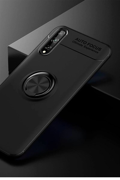 Mey İthalat®  Huawei P Smart S Kılıf Range Yüzüklü Silikon - Siyah