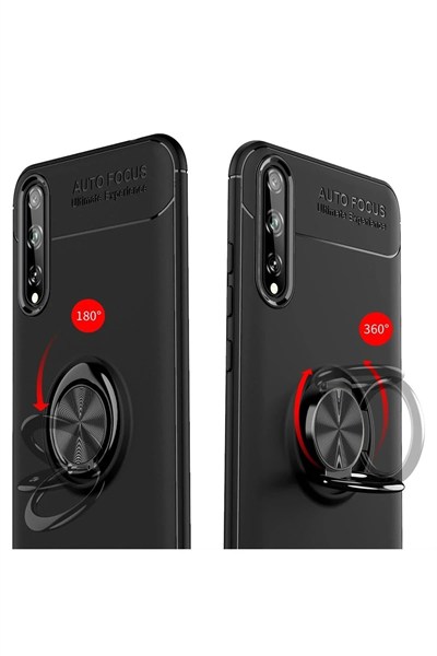 Mey İthalat®  Huawei P Smart S Kılıf Range Yüzüklü Silikon - Siyah