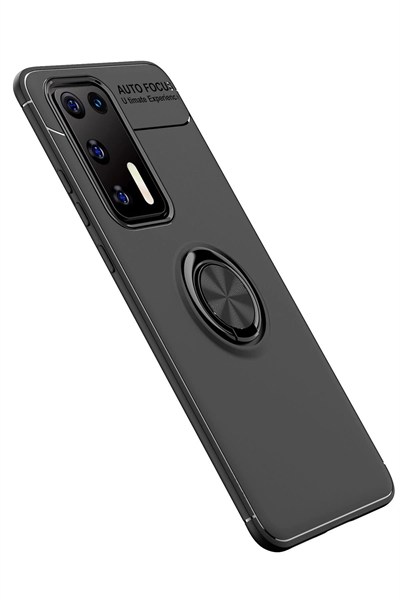 Mey İthalat®  Huawei P40 Kılıf Range Yüzüklü Silikon - Siyah