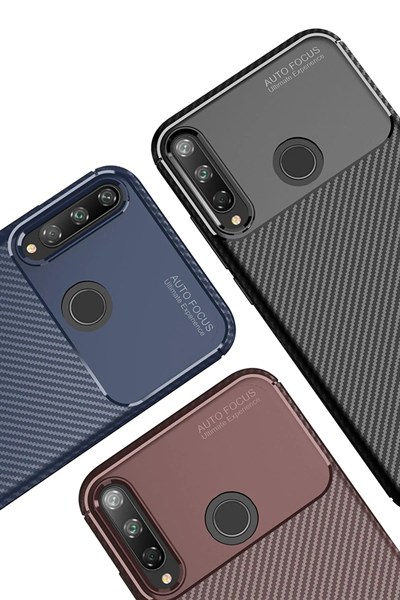 Mey İthalat®  Huawei P40 Lite E Kılıf Auto Focus Karbon Kapak - Kahverengi