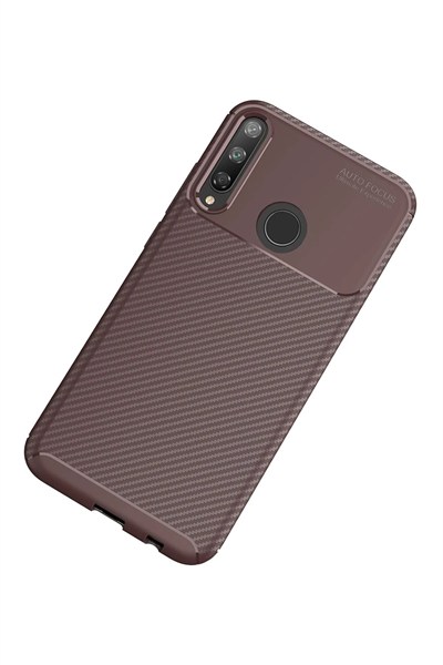 Mey İthalat®  Huawei P40 Lite E Kılıf Auto Focus Karbon Kapak - Kahverengi