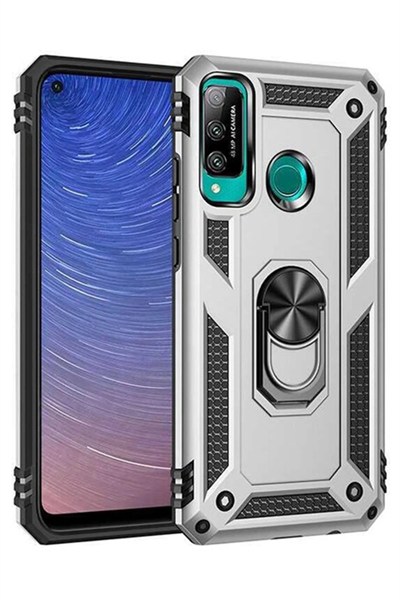 Mey İthalat®  Huawei P40 Lite E Kılıf Sofya Yüzüklü Silikon Kapak - Gümüş