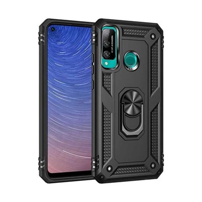 Mey İthalat®  Huawei P40 Lite E Kılıf Sofya Yüzüklü Silikon Kapak - Siyah