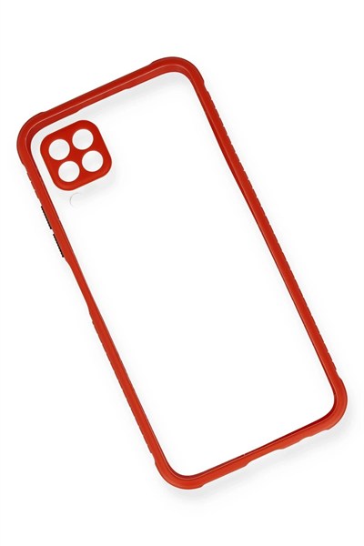 Mey İthalat®  Huawei P40 Lite Kılıf Miami Şeffaf Silikon - Kırmızı