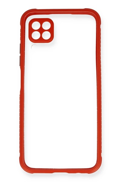 Mey İthalat®  Huawei P40 Lite Kılıf Miami Şeffaf Silikon - Kırmızı