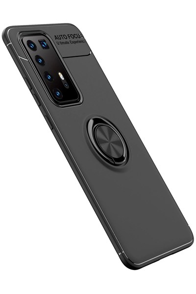 Mey İthalat®  Huawei P40 Pro Kılıf Range Yüzüklü Silikon - Siyah