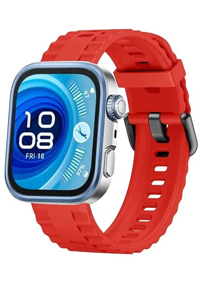 Mey İthalat®  Huawei Watch Fit 3 Klasik Kordon - Kırmızı