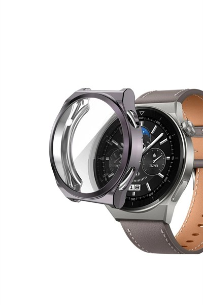 Mey İthalat®  Huawei Watch GT2 46mm Dota Camlı Kasa Ekran Koruyucu - Uzay Grisi