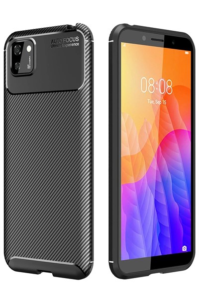 Mey İthalat®  Huawei Y5P Kılıf Auto Focus Karbon Kapak - Siyah