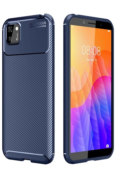 Mey İthalat®  Huawei Y5P Kılıf Auto Focus Karbon Kapak - Lacivert