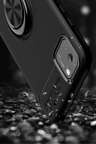 Mey İthalat®  Huawei Y5P Kılıf Range Yüzüklü Silikon - Siyah-Mavi